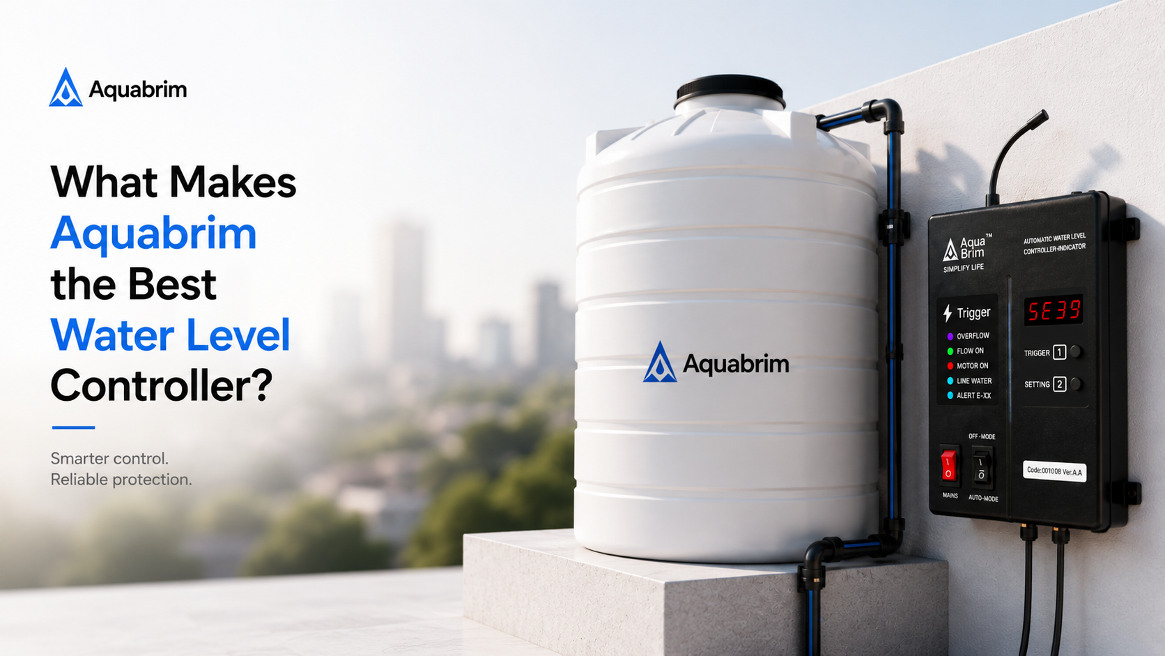 Aquabrim smart water level controller installed in an Indian apartment